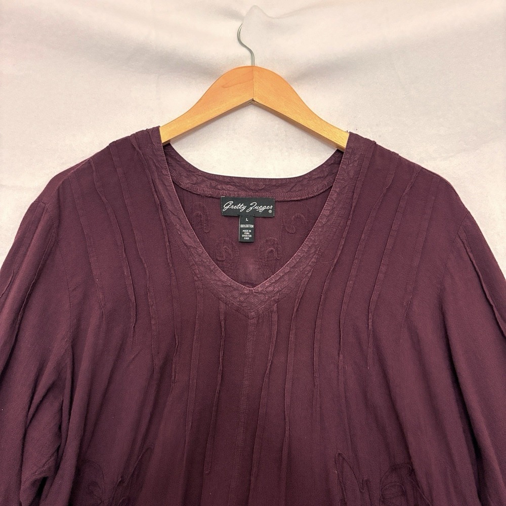 Women's Burgundy Tunic Top T1 - Picture 2 of 9